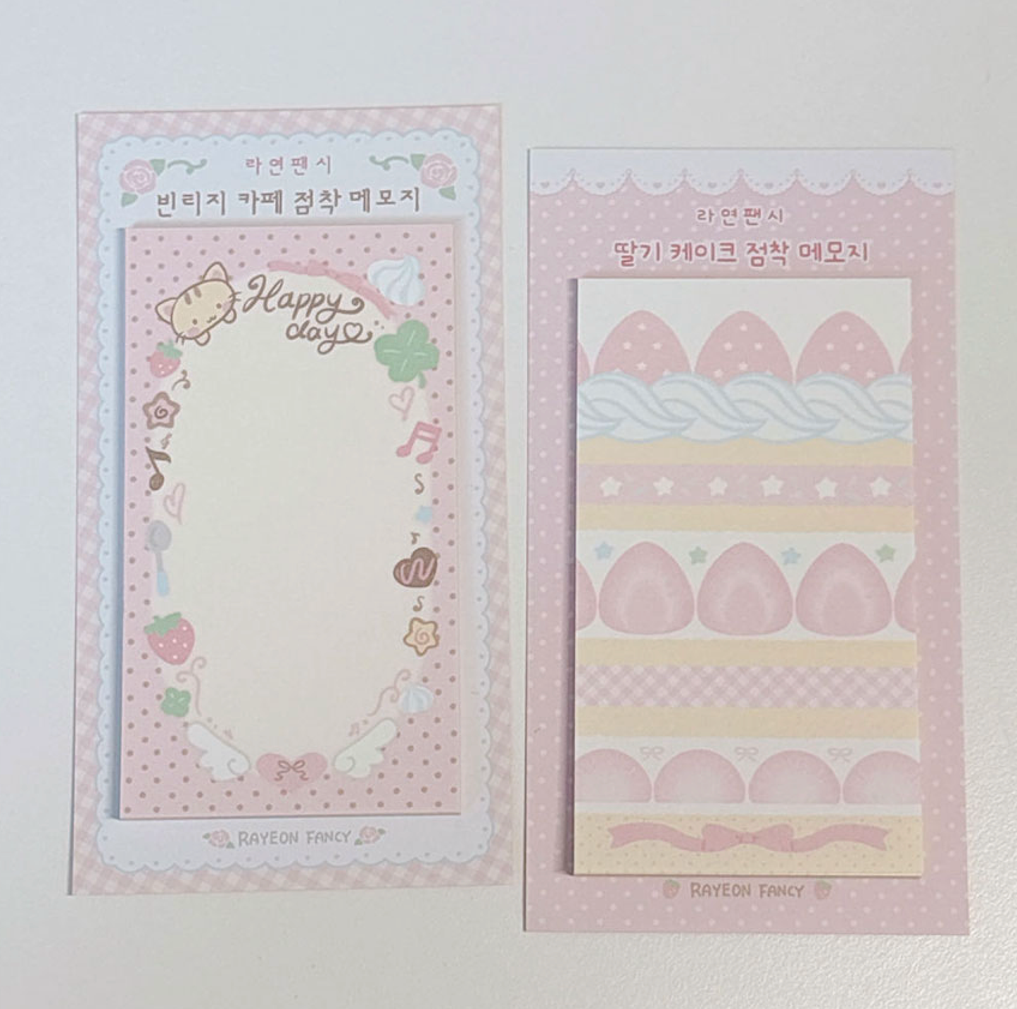 [RY58] NEW Rayeon Fancy 'Vintage Cafe/Strawberry Cake' Sticky Note Pad (options) - Rayeon Fancy_RY58S2 - Strawberry Cake_korean_sticker_stationery