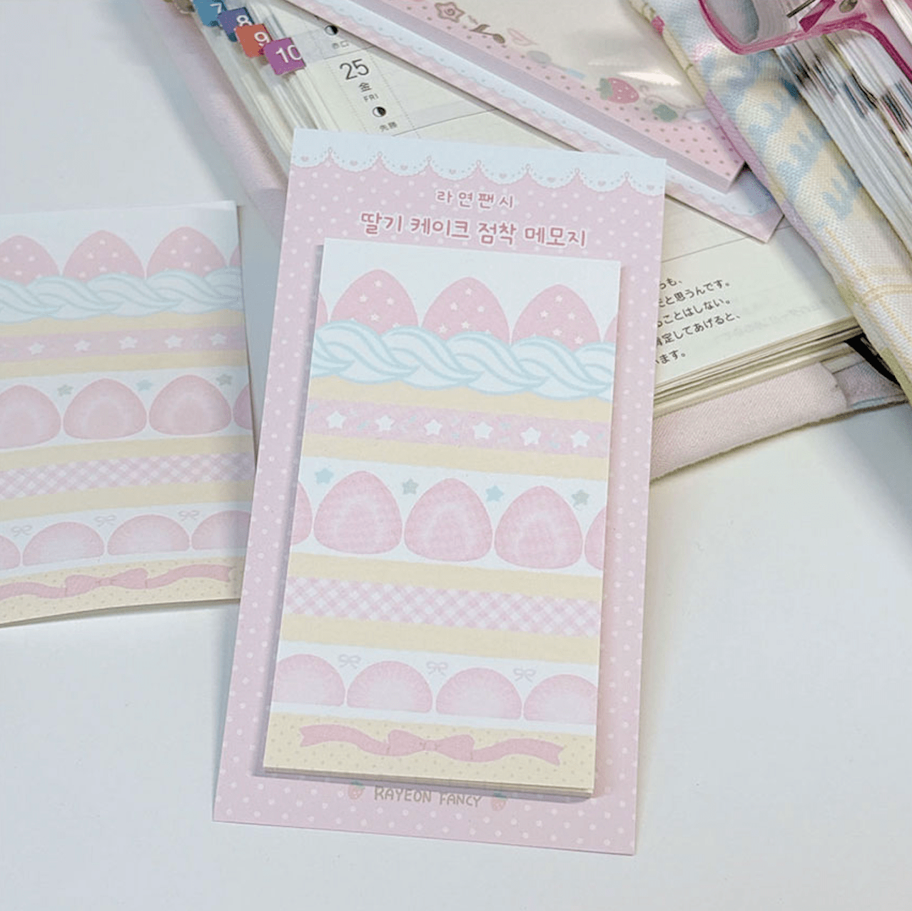 [RY58] NEW Rayeon Fancy 'Vintage Cafe/Strawberry Cake' Sticky Note Pad (options) - Rayeon Fancy_RY58S2 - Strawberry Cake_korean_sticker_stationery