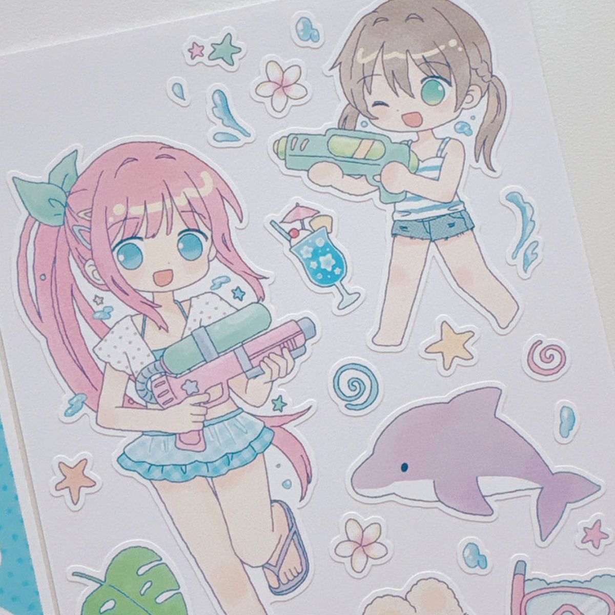[RY59] NEW Rayeon Fancy 'Water Gun' Matte Sticker Sheet -Rayeon Fancy__korean_sticker_stationery