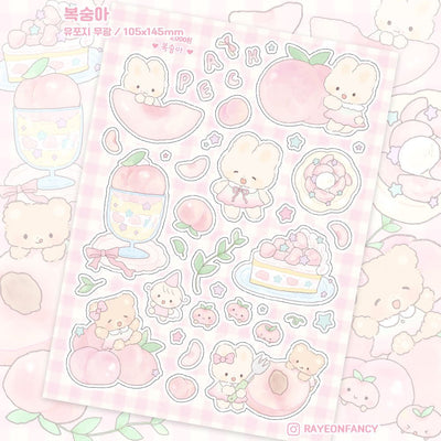 [RY64] NEW Rayeon Fancy 'Peach' Matte Sticker Sheet -Rayeon Fancy__korean_sticker_stationery