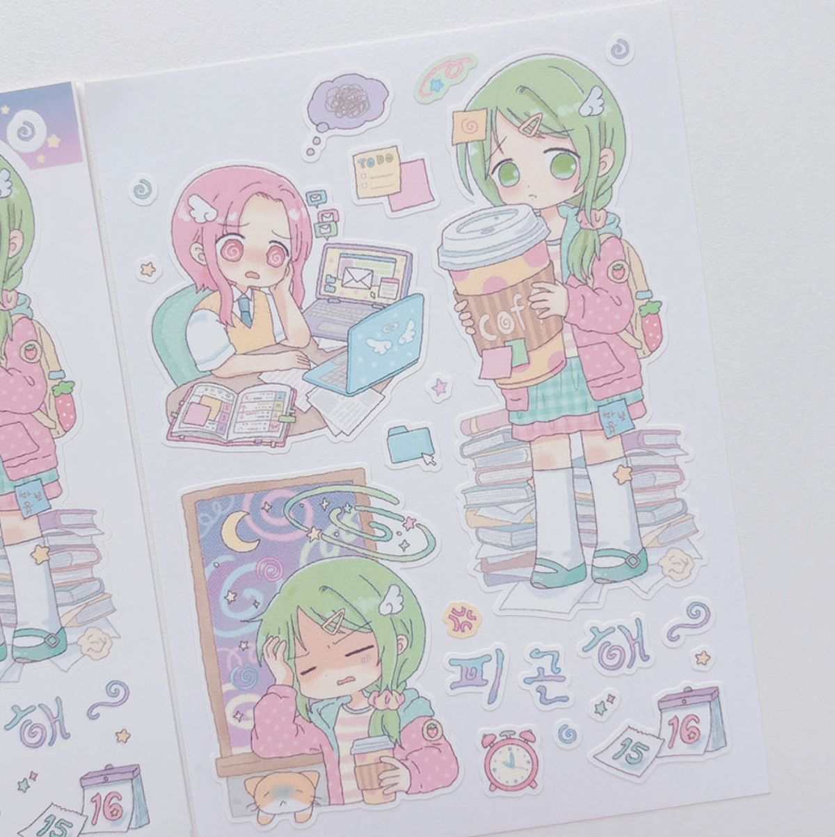 [RY65] NEW Rayeon Fancy 'Work Overload' Matte Sticker Sheet -Rayeon Fancy__korean_sticker_stationery