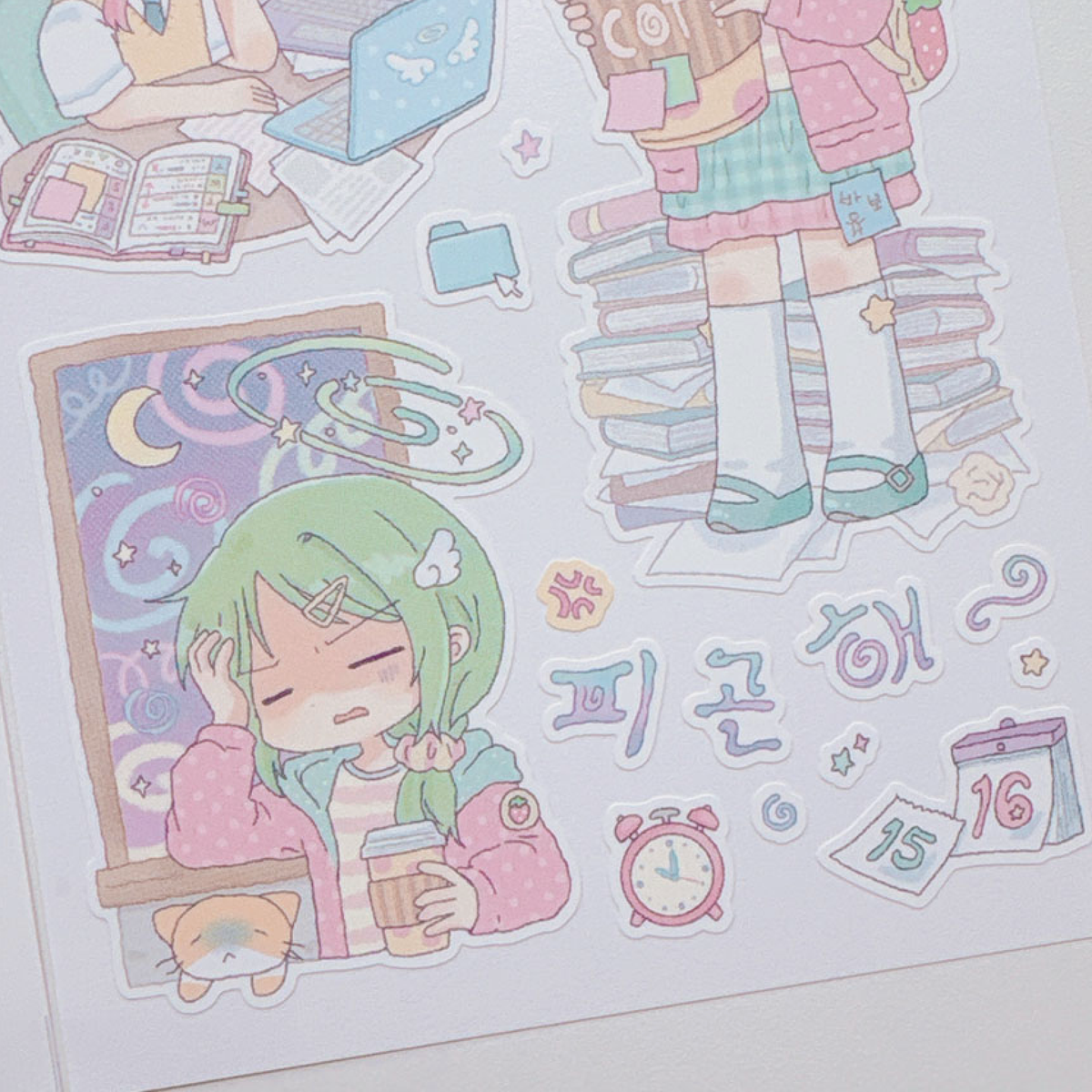 [RY65] NEW Rayeon Fancy 'Work Overload' Matte Sticker Sheet -Rayeon Fancy__korean_sticker_stationery