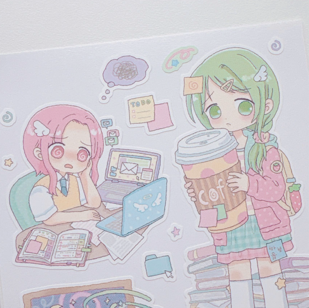 [RY65] NEW Rayeon Fancy 'Work Overload' Matte Sticker Sheet -Rayeon Fancy__korean_sticker_stationery