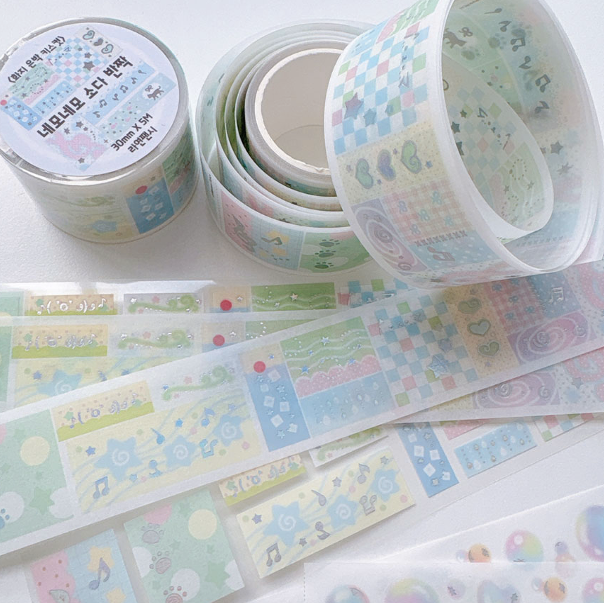 [RY66] NEW Rayeon Fancy 'Square Square Soda/Pink' Sparkle Silver Foil Kisscut Tape (options) -Rayeon Fancy_RY66S1 - Soda_korean_sticker_stationery