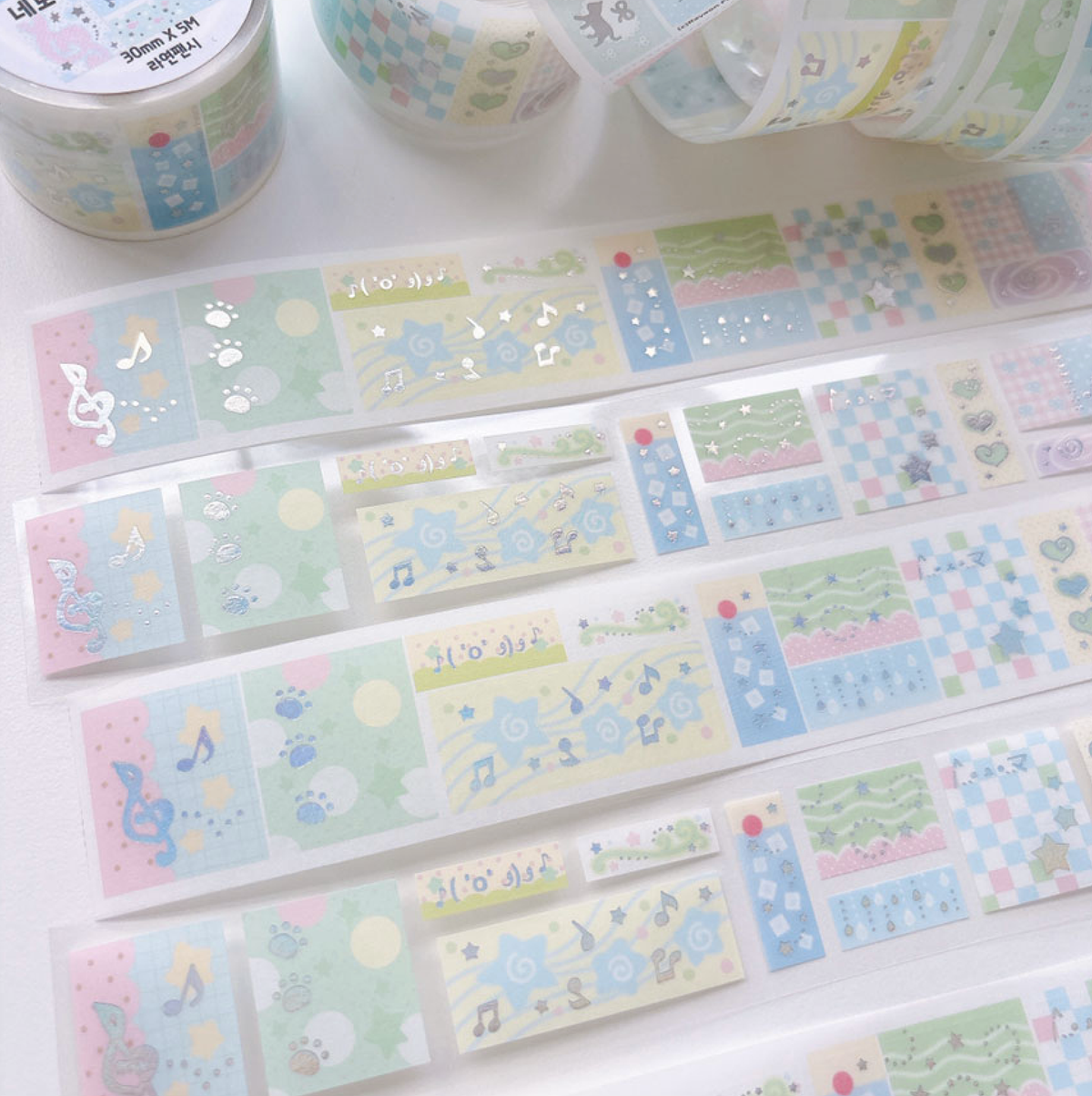 [RY66] NEW Rayeon Fancy 'Square Square Soda/Pink' Sparkle Silver Foil Kisscut Tape (options) -Rayeon Fancy_RY66S1 - Soda_korean_sticker_stationery