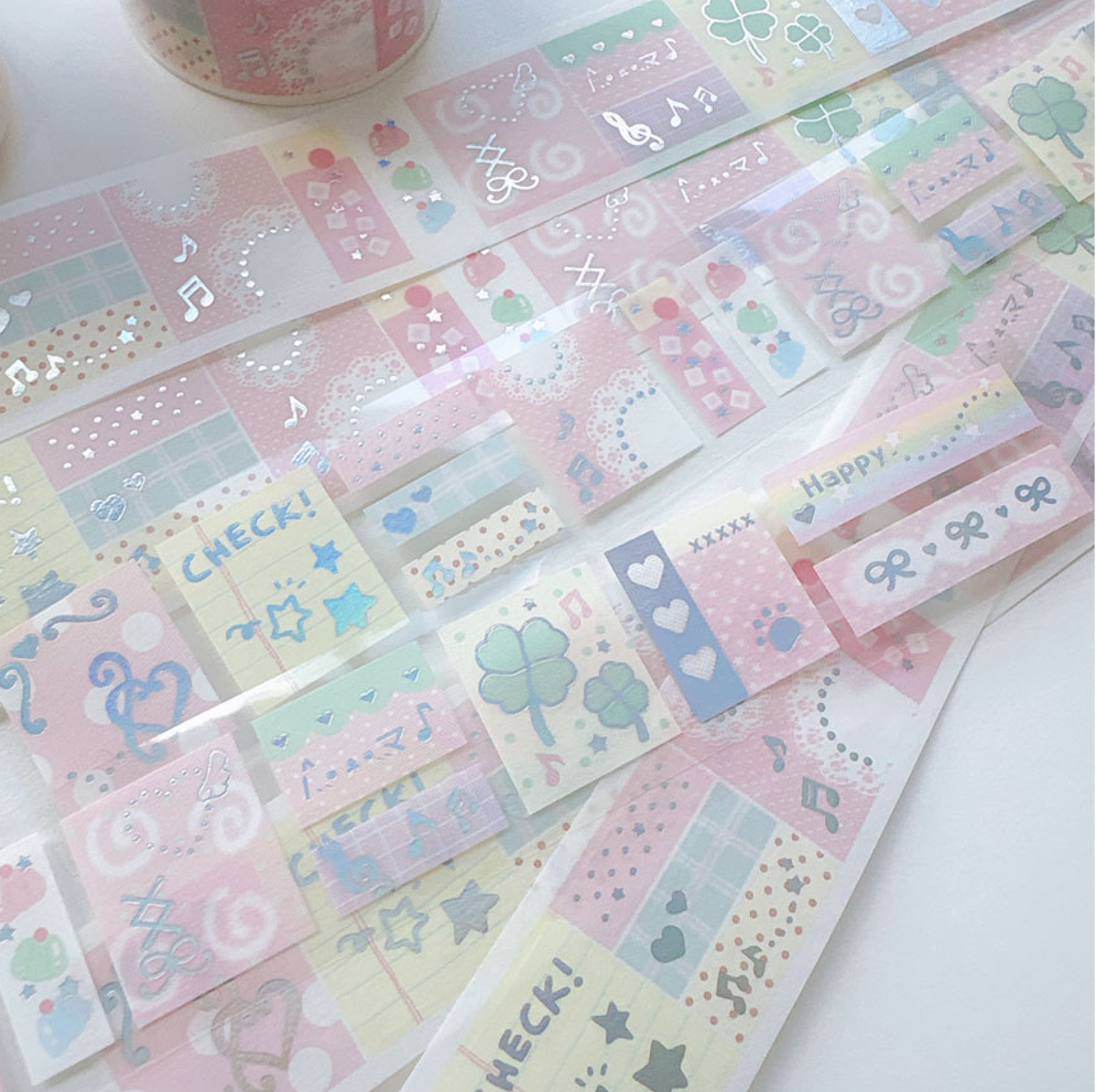 [RY66] NEW Rayeon Fancy 'Square Square Soda/Pink' Sparkle Silver Foil Kisscut Tape (options) -Rayeon Fancy_RY66S2 - Pink_korean_sticker_stationery