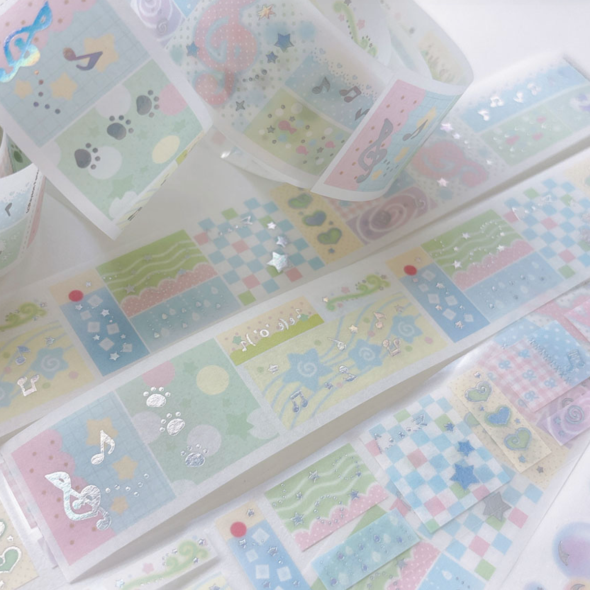 [RY66] NEW Rayeon Fancy 'Square Square Soda/Pink' Sparkle Silver Foil Kisscut Tape (options) -Rayeon Fancy_RY66S1 - Soda_korean_sticker_stationery