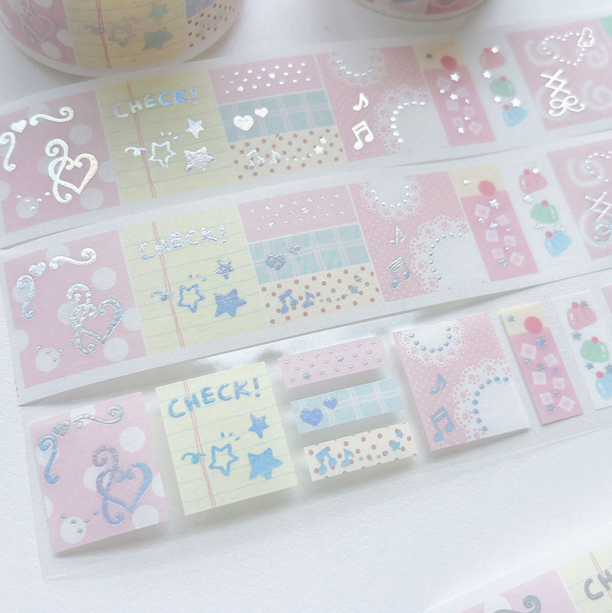 [RY66] NEW Rayeon Fancy 'Square Square Soda/Pink' Sparkle Silver Foil Kisscut Tape (options) -Rayeon Fancy_RY66S2 - Pink_korean_sticker_stationery