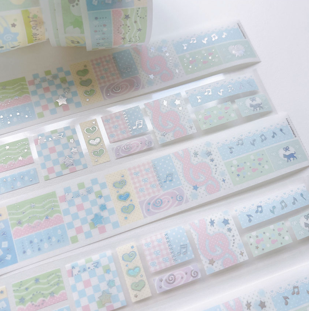 [RY66] NEW Rayeon Fancy 'Square Square Soda/Pink' Sparkle Silver Foil Kisscut Tape (options) -Rayeon Fancy_RY66S1 - Soda_korean_sticker_stationery