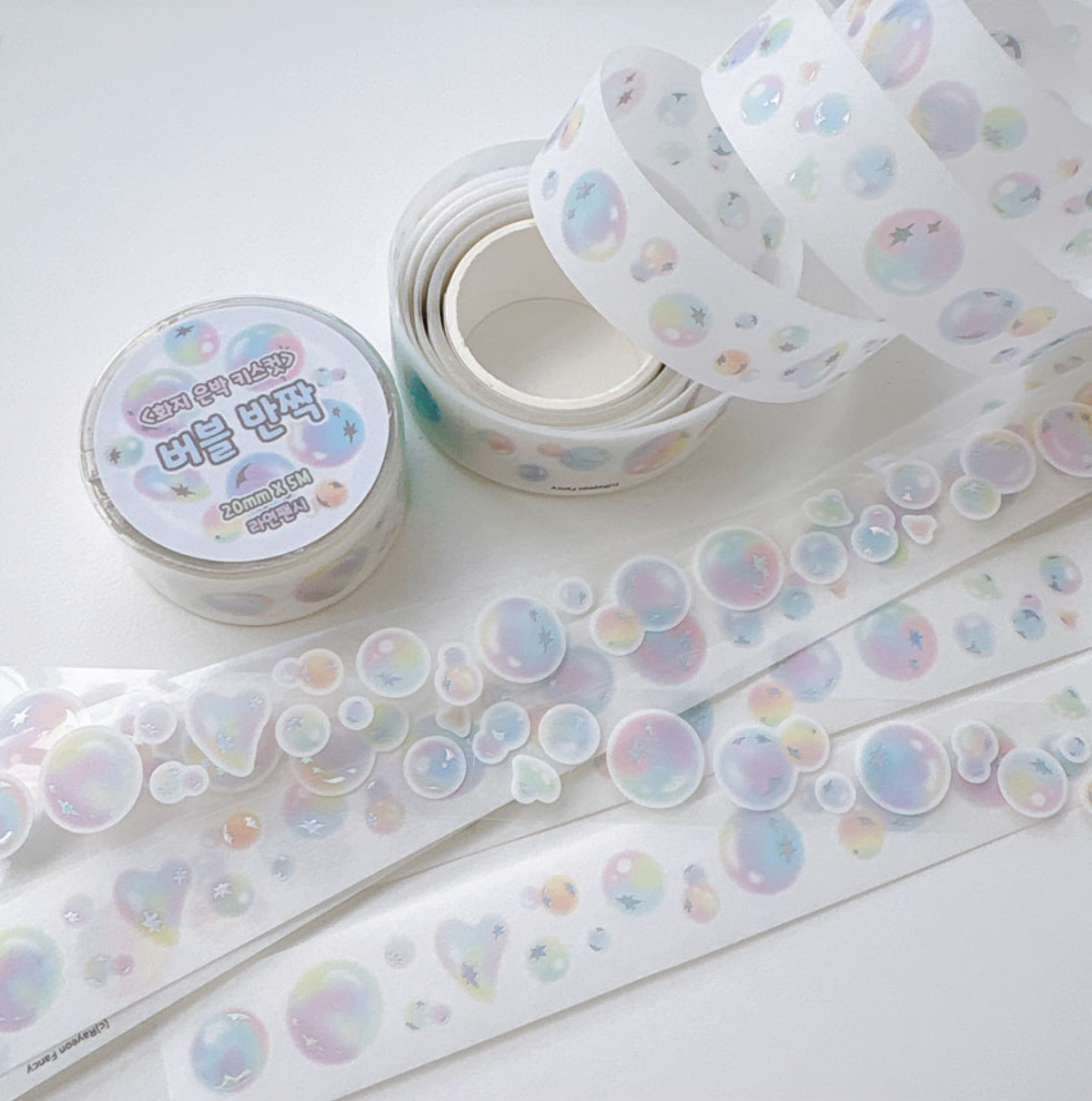 [RY67] NEW Rayeon Fancy 'Bubble' Silver Foil Kisscut Tape -Rayeon Fancy__korean_sticker_stationery