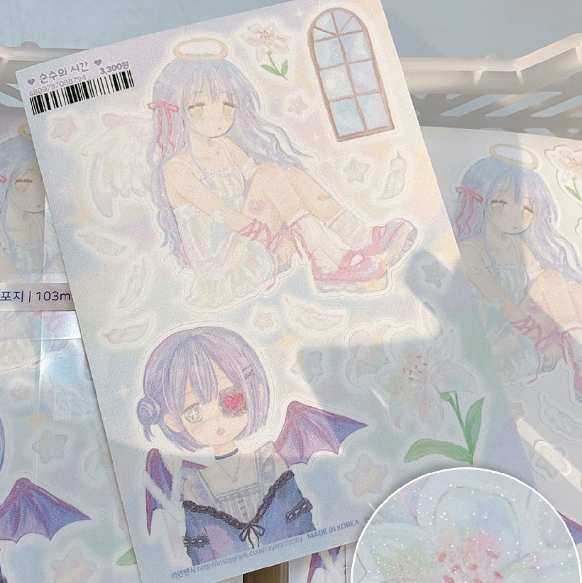 [RY70] NEW Rayeon Fancy 'Time of Purity' Sand Glitter Sticker Sheet -Rayeon Fancy__korean_sticker_stationery