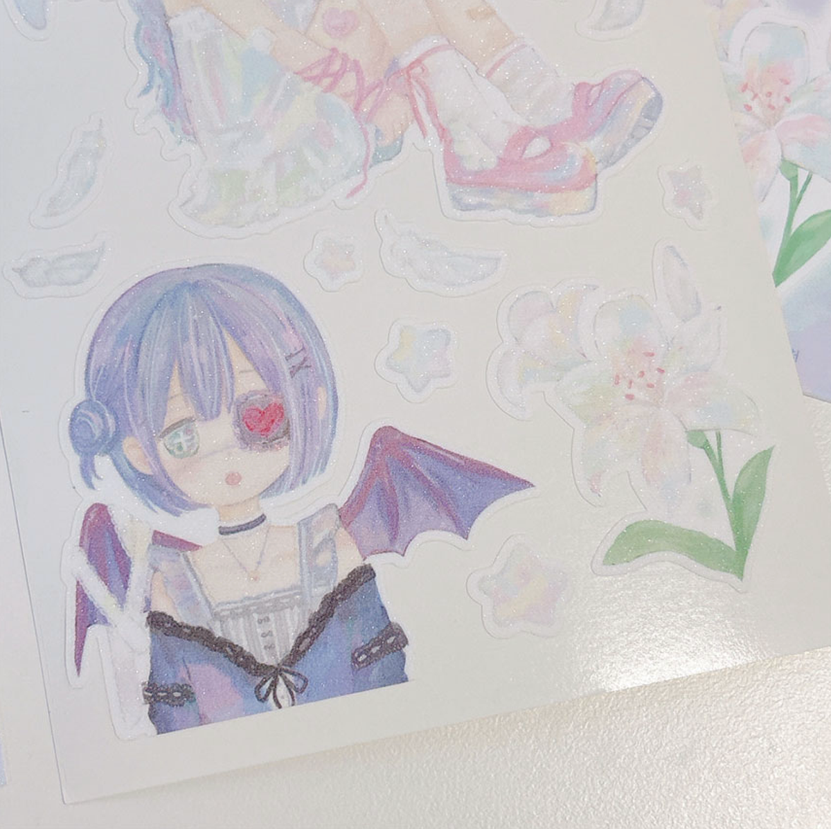 [RY70] NEW Rayeon Fancy 'Time of Purity' Sand Glitter Sticker Sheet -Rayeon Fancy__korean_sticker_stationery