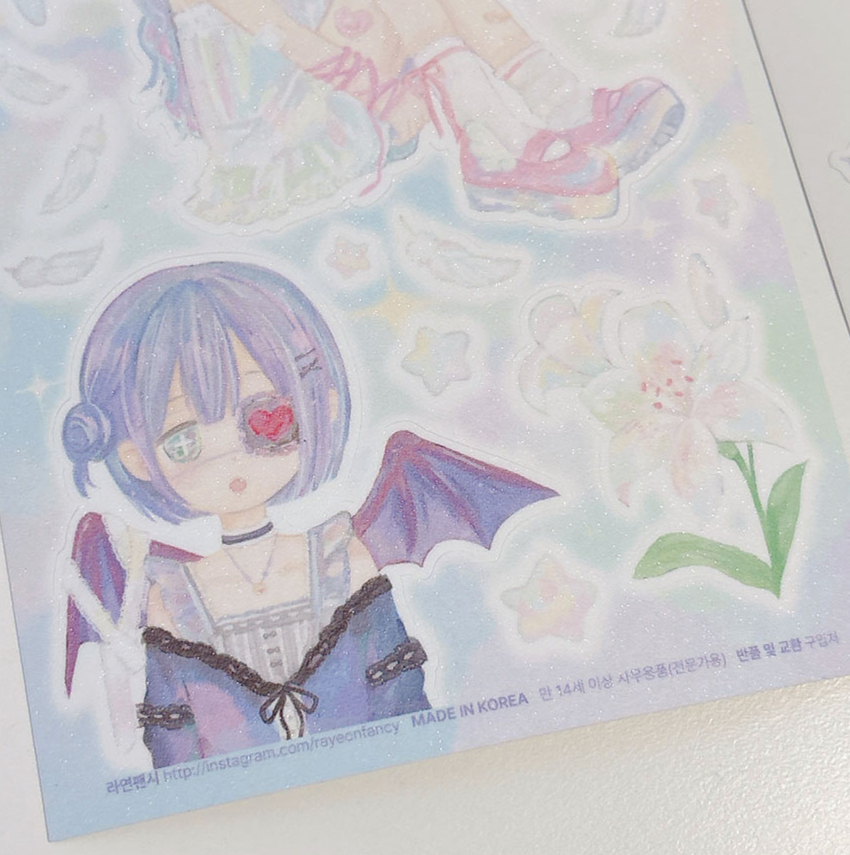 [RY70] NEW Rayeon Fancy 'Time of Purity' Sand Glitter Sticker Sheet -Rayeon Fancy__korean_sticker_stationery