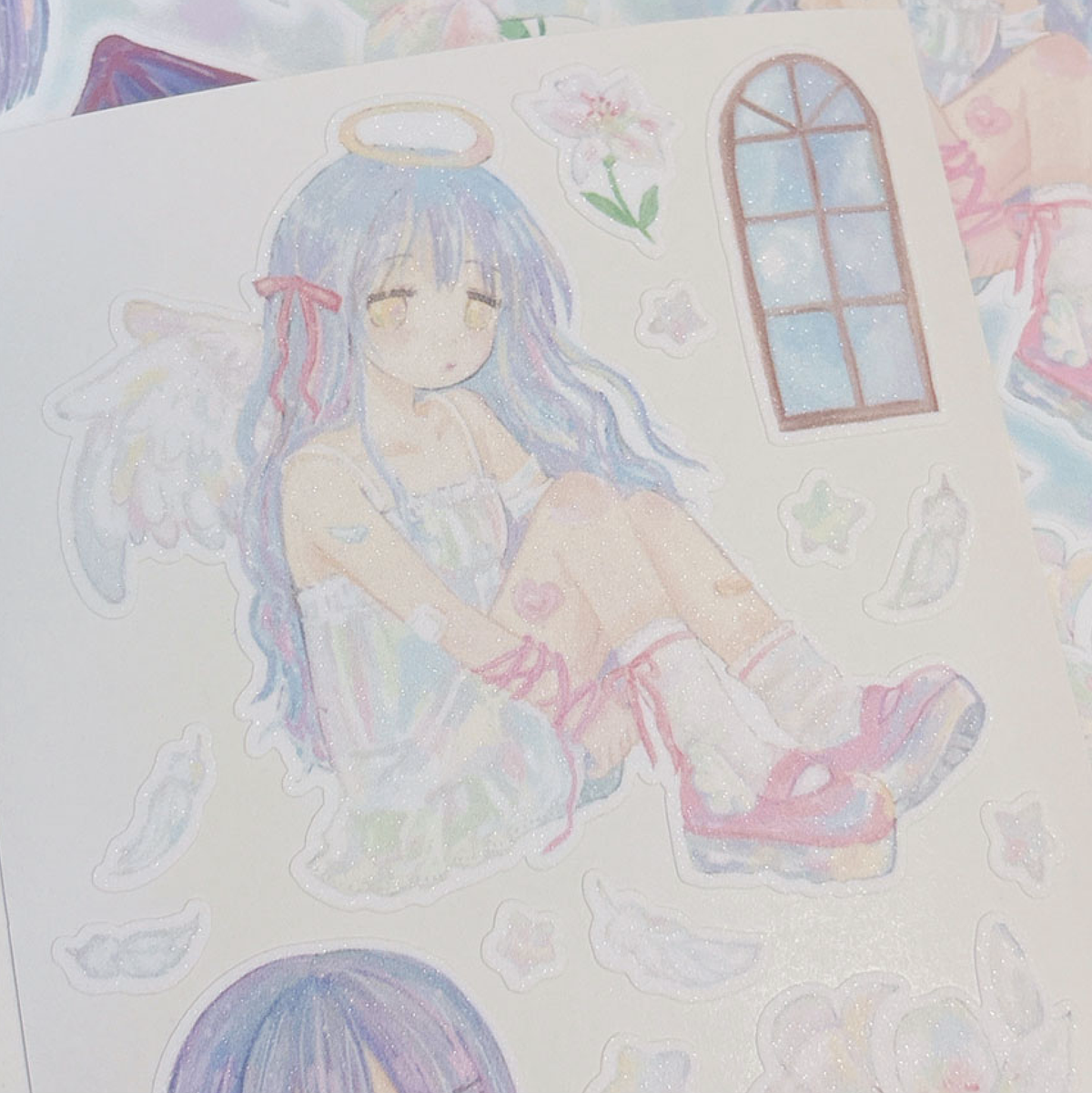 [RY70] NEW Rayeon Fancy 'Time of Purity' Sand Glitter Sticker Sheet -Rayeon Fancy__korean_sticker_stationery