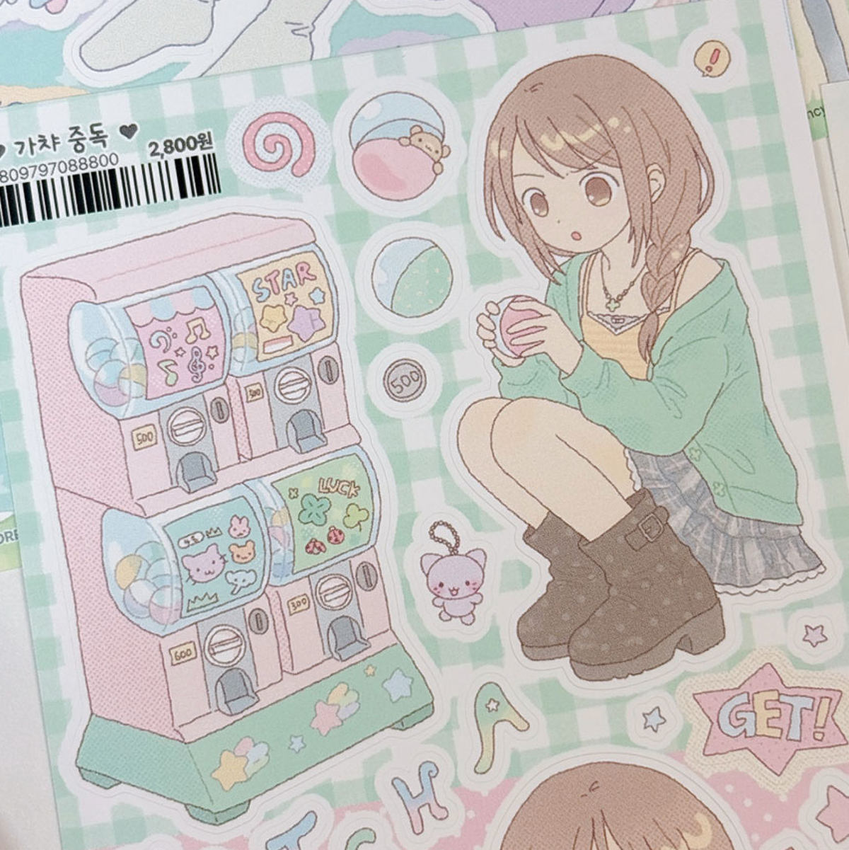 [RY71] NEW Rayeon Fancy 'Addicted to Gashapon' Matte Sticker Sheet -Rayeon Fancy__korean_sticker_stationery