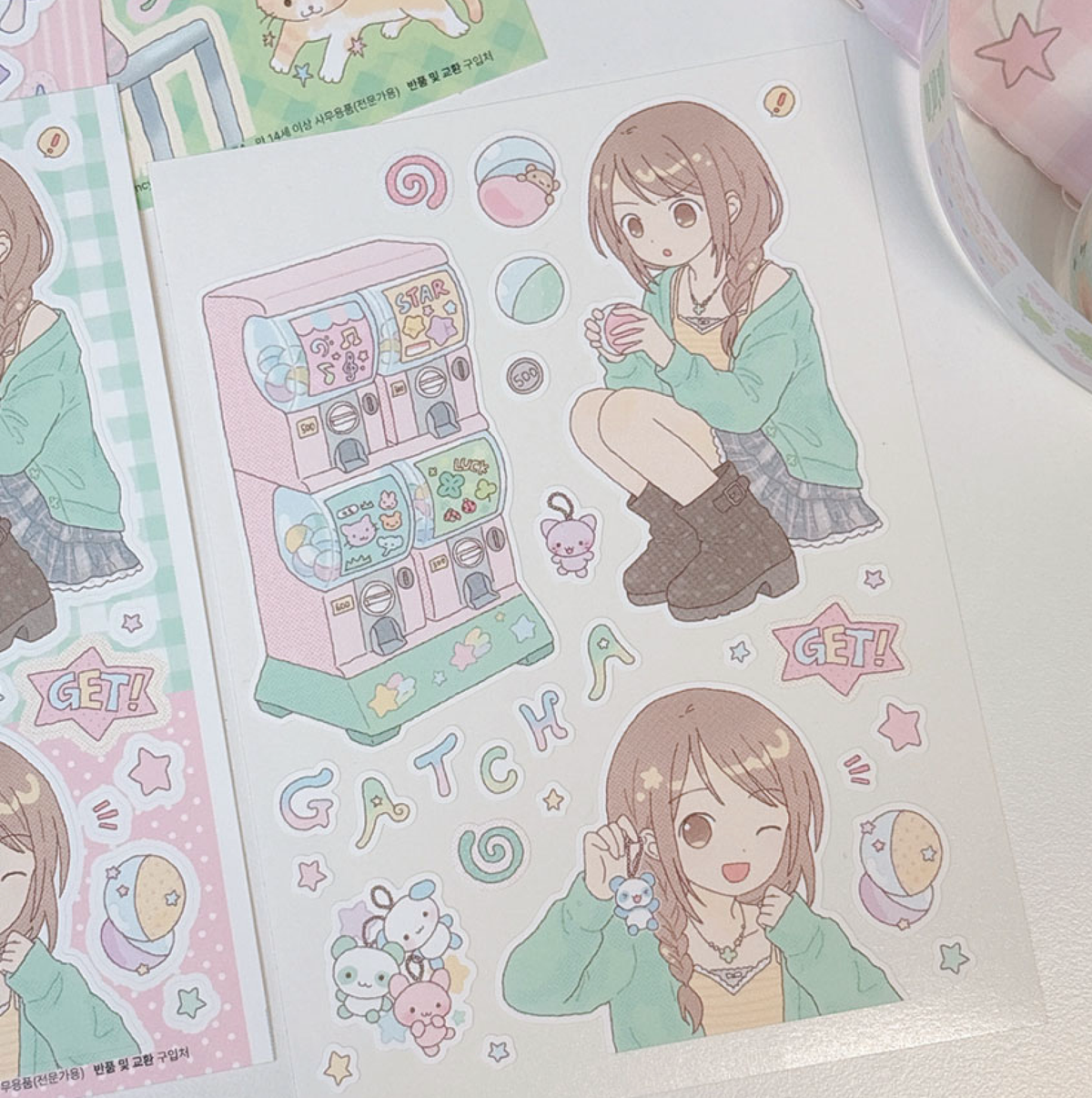 [RY71] NEW Rayeon Fancy 'Addicted to Gashapon' Matte Sticker Sheet -Rayeon Fancy__korean_sticker_stationery