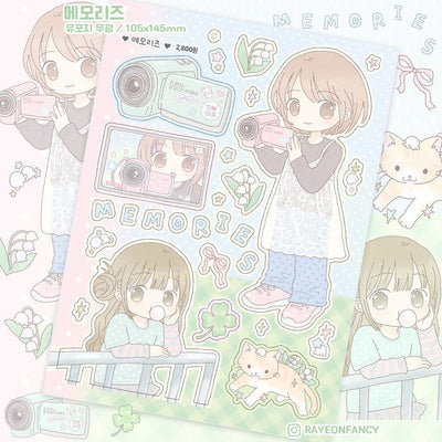 [RY72] NEW Rayeon Fancy 'Memories' Matte Sticker Sheet -Rayeon Fancy__korean_sticker_stationery