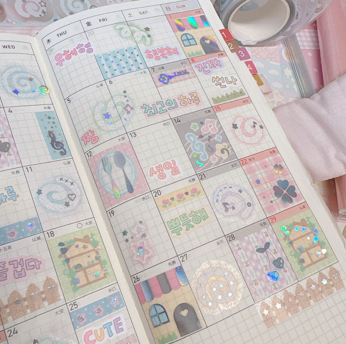 [RY78] NEW Rayeon Fancy 'Swirls' Clear Silver Foil Kisscut Tape -Rayeon Fancy__korean_sticker_stationery