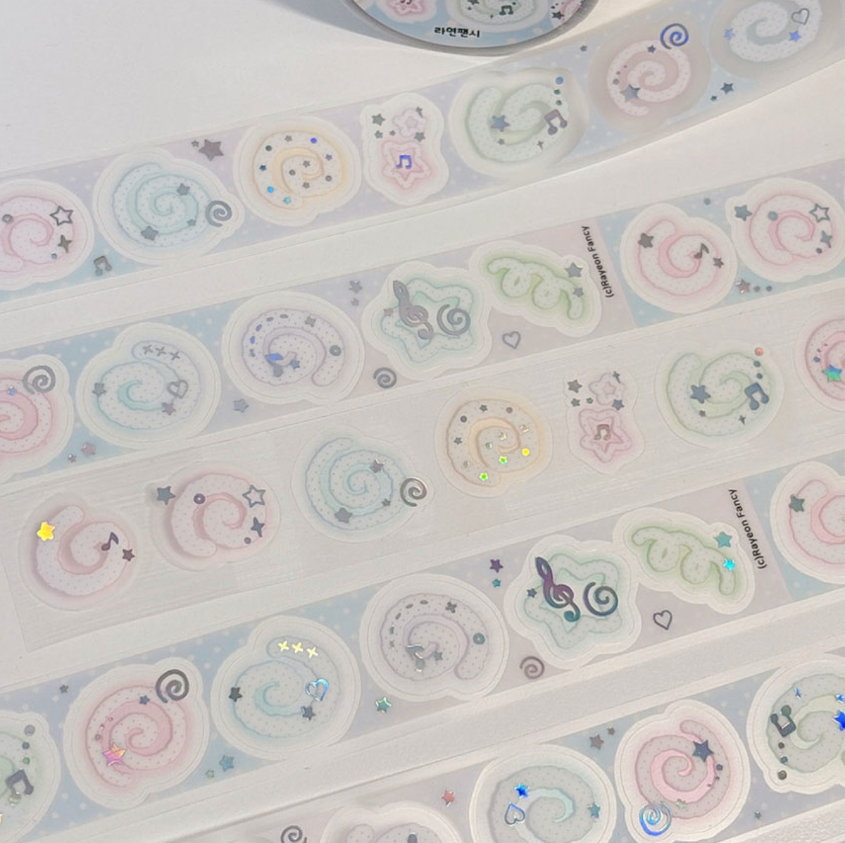 [RY78] NEW Rayeon Fancy 'Swirls' Clear Silver Foil Kisscut Tape -Rayeon Fancy__korean_sticker_stationery