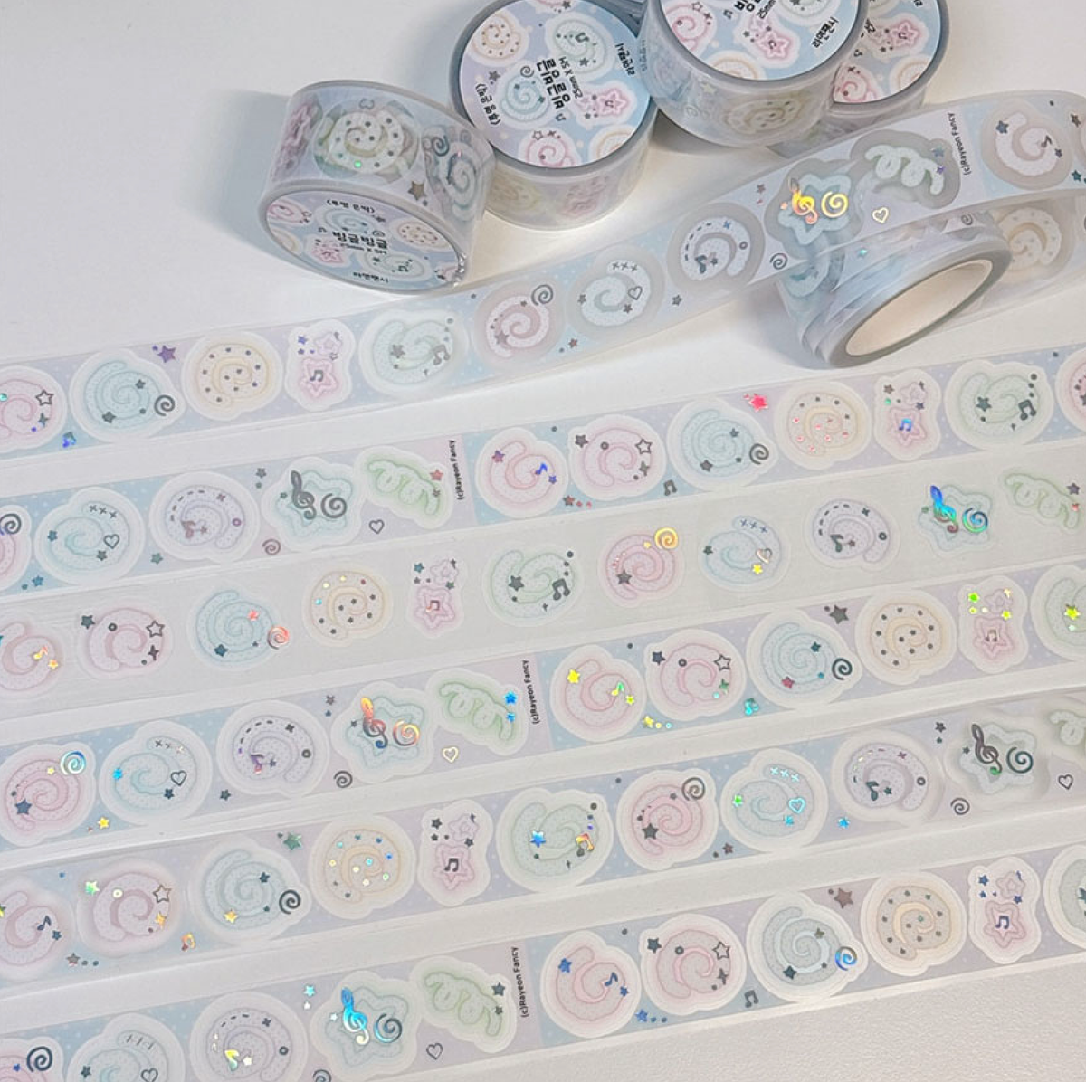 [RY78] NEW Rayeon Fancy 'Swirls' Clear Silver Foil Kisscut Tape -Rayeon Fancy__korean_sticker_stationery