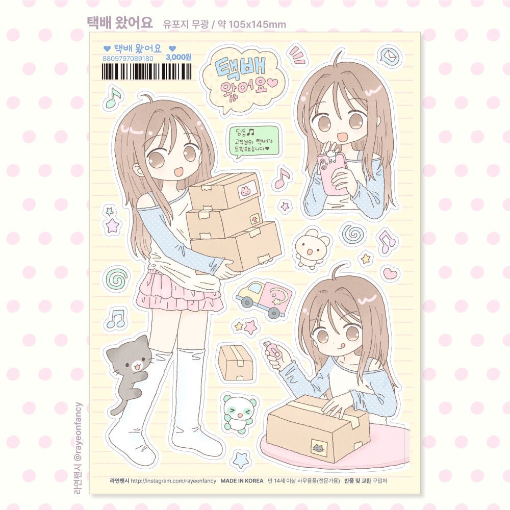 [RY79] NEW Rayeon Fancy 'Package is Here' Matte Sticker Sheet -Rayeon Fancy__korean_sticker_stationery