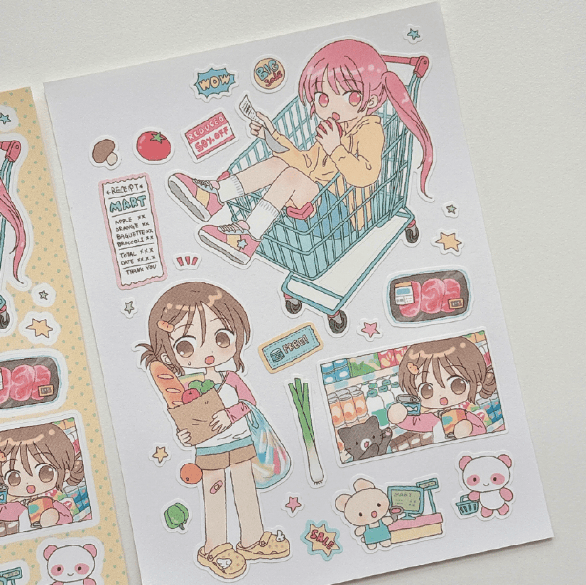 [RY80] NEW Rayeon Fancy 'Let's Go the the Market' Matte Sticker Sheet -Rayeon Fancy__korean_sticker_stationery