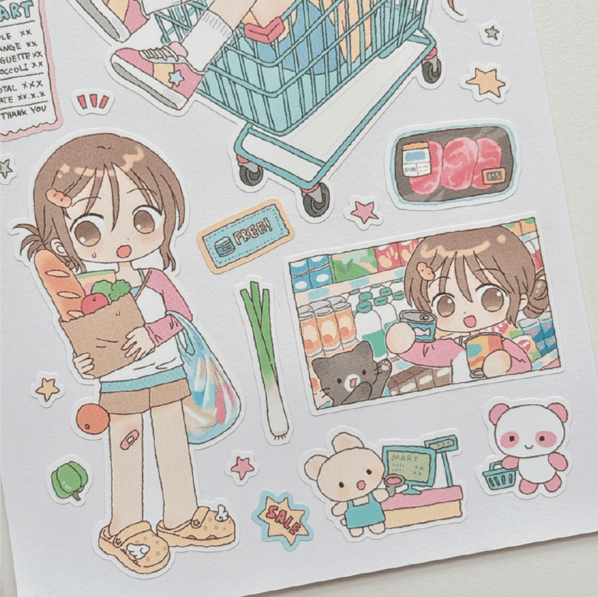 [RY80] NEW Rayeon Fancy 'Let's Go the the Market' Matte Sticker Sheet -Rayeon Fancy__korean_sticker_stationery