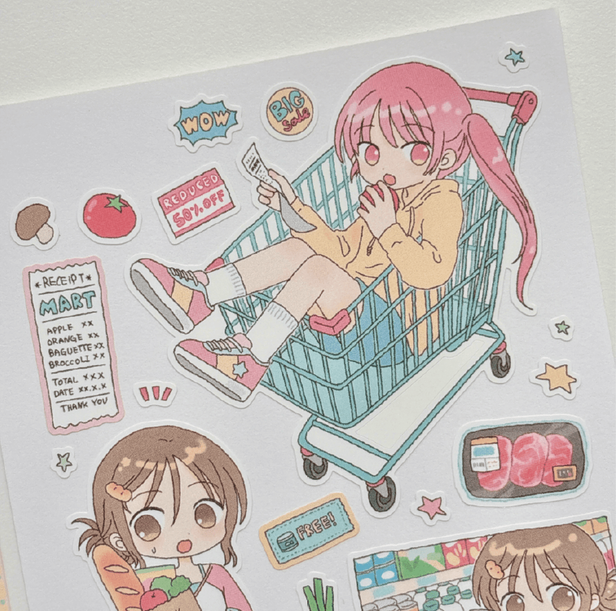[RY80] NEW Rayeon Fancy 'Let's Go the the Market' Matte Sticker Sheet -Rayeon Fancy__korean_sticker_stationery