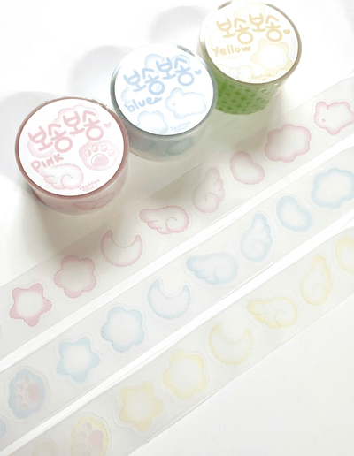 [SK09] Seolkee Fluffy Fluff 25mm Clear Kiss - cut Masking Tape (Set/Singles) - Seolkee_SK09 - Set (3)_korean_sticker_stationery