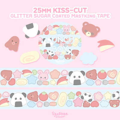 [SK18] Seolkee Lunch Box 25mm Glitter Kisscut Masking Tape - Seolkee__korean_sticker_stationery