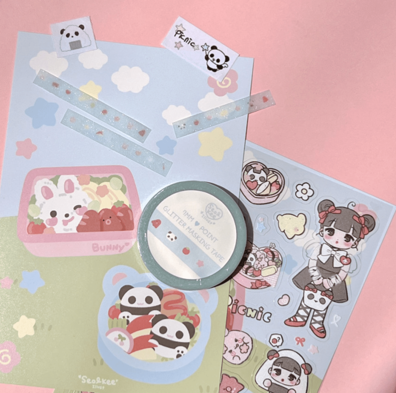 [SK20] Seolkee Bento 7mm Glitter Point Masking Tape - Seolkee__korean_sticker_stationery