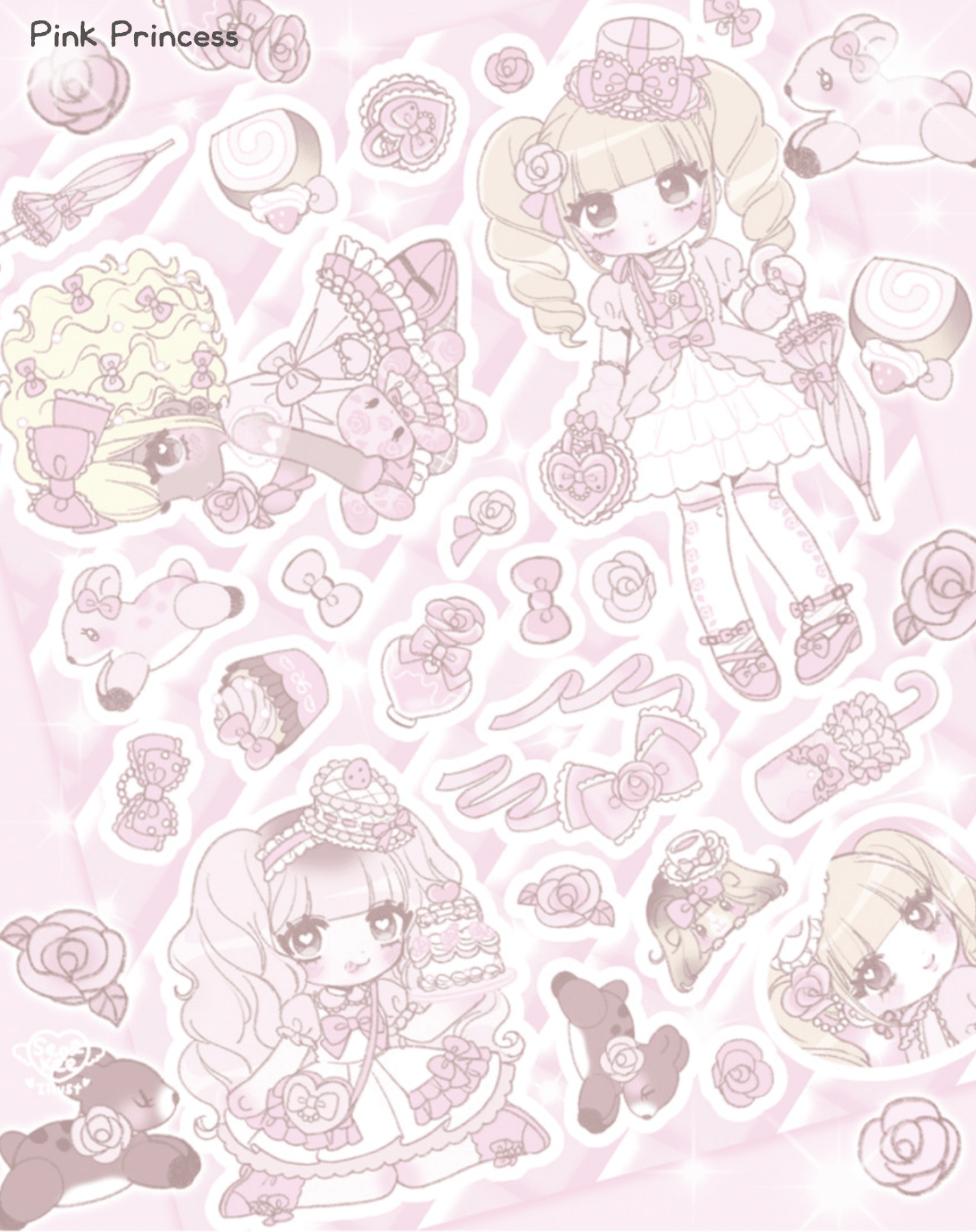 [SK29] Seolkee 'Pink Princess' Sticker Pack - Seolkee_SK29S1 - Pink Princess_korean_sticker_stationery