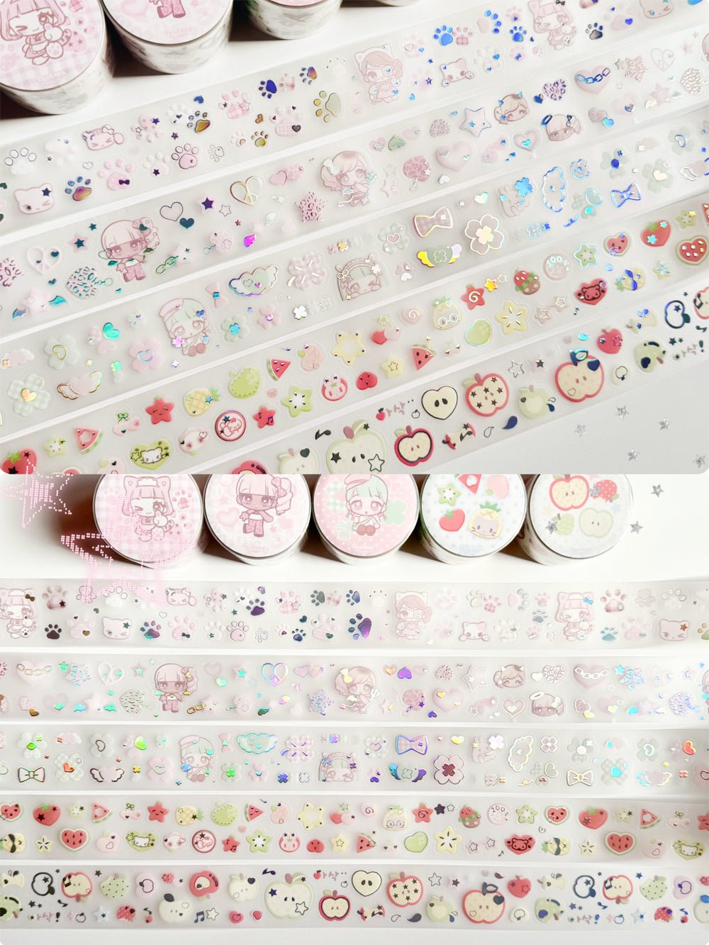 [SK32] Seolkee 'Clear Silver Foil' Kisscut Masking Tapes (options) - Seolkee_SK32S5 - A Piece of Fruits_korean_sticker_stationery