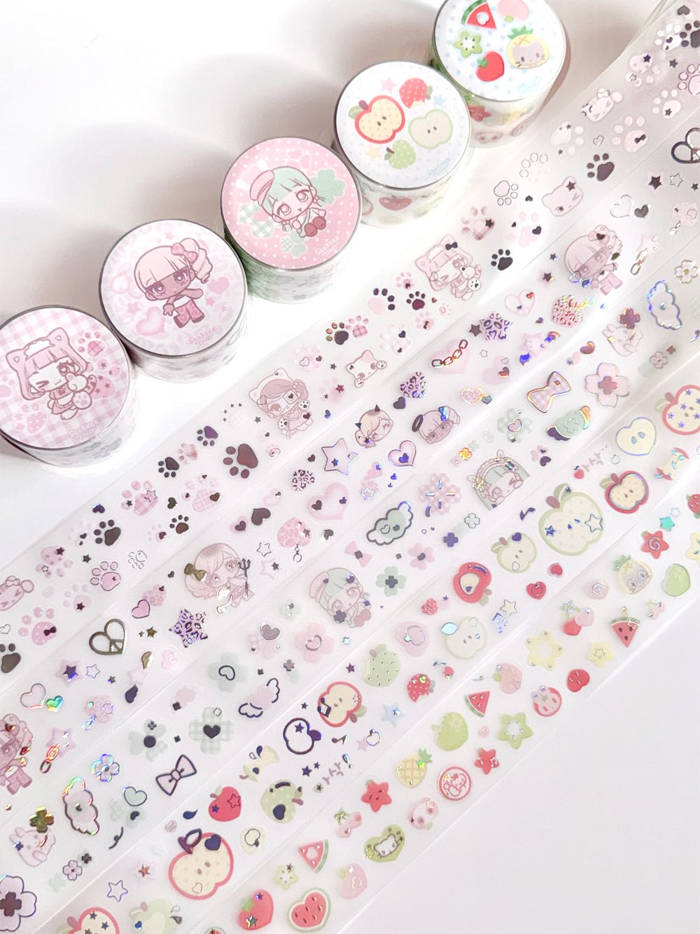 [SK32] Seolkee 'Clear Silver Foil' Kisscut Masking Tapes (options) - Seolkee_SK32S5 - A Piece of Fruits_korean_sticker_stationery