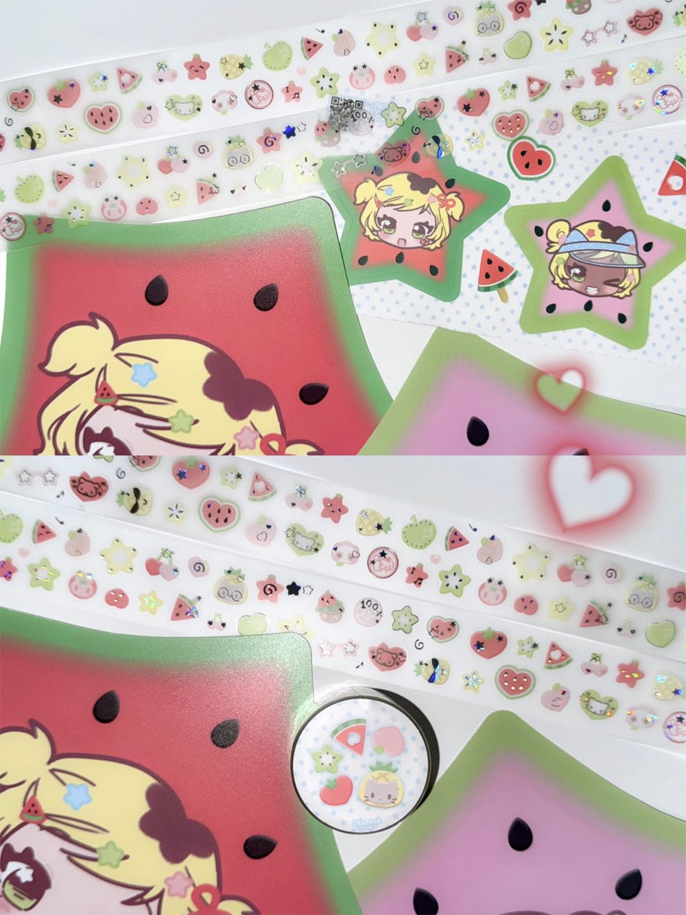[SK32] Seolkee 'Clear Silver Foil' Kisscut Masking Tapes (options) - Seolkee_SK32S5 - A Piece of Fruits_korean_sticker_stationery