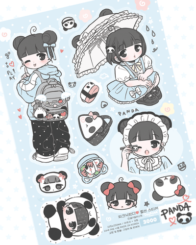 [SK34] Seolkee 'Picnic Girls' Sticker Sheet (options) - Seolkee_SK34S1 - Panda_korean_sticker_stationery