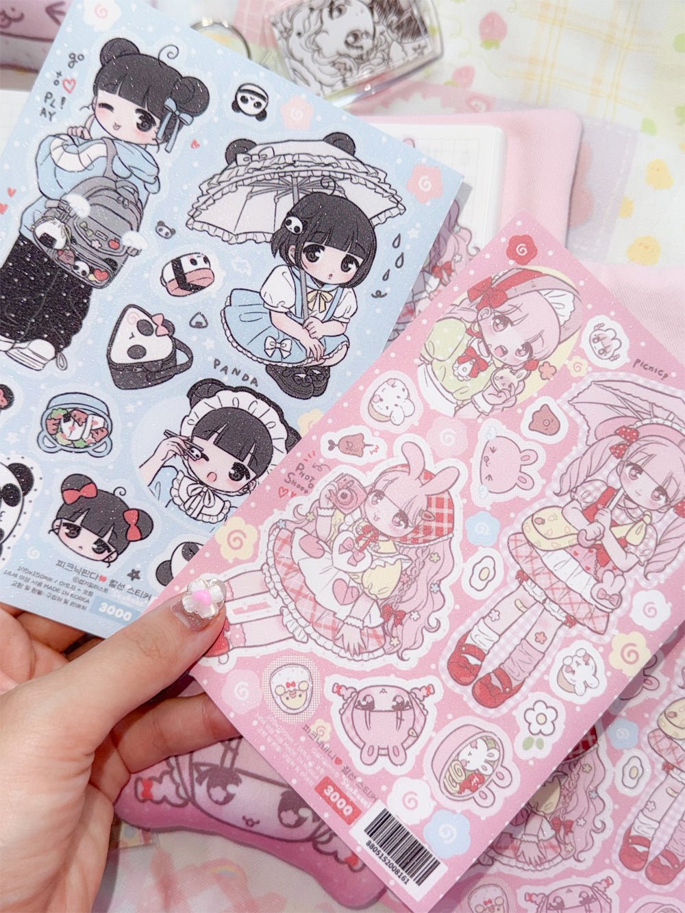 [SK34] Seolkee 'Picnic Girls' Sticker Sheet (options) - Seolkee_SK34S2 - Pink Bunny_korean_sticker_stationery