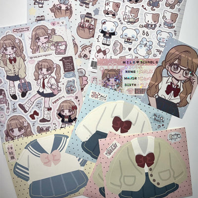 [SK37] Seolkee 'Cutie Milk School' Sticker Pack (Single/Pack) - Seolkee_SK37 - Pack_korean_sticker_stationery