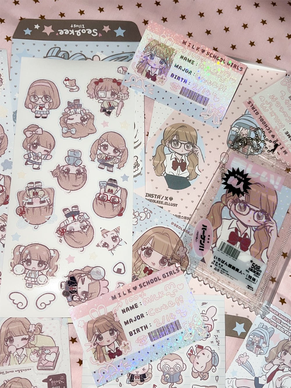 [SK37] Seolkee 'Cutie Milk School' Sticker Pack (Single/Pack) - Seolkee_SK37 - Pack_korean_sticker_stationery