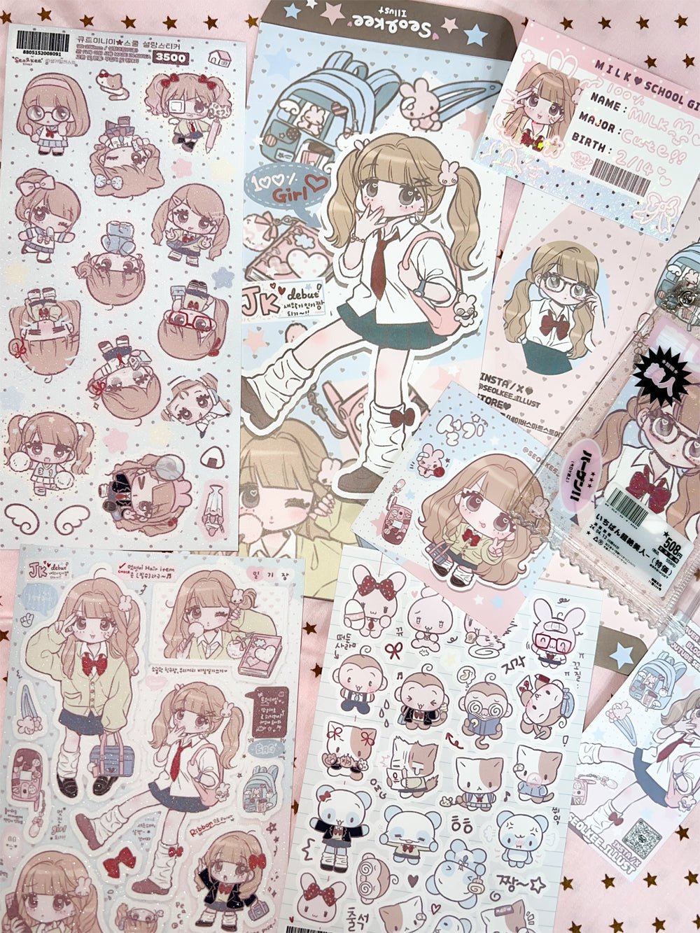 [SK37] Seolkee 'Cutie Milk School' Sticker Pack (Single/Pack) - Seolkee_SK37 - Pack_korean_sticker_stationery