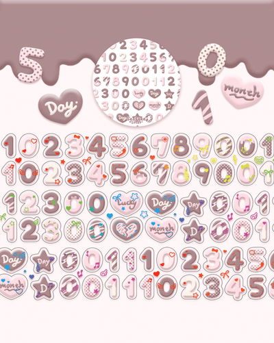 [SK39] NEW Seolkee 'Chocolate Numbers' Kisscut Masking Tapes - Seolkee__korean_sticker_stationery