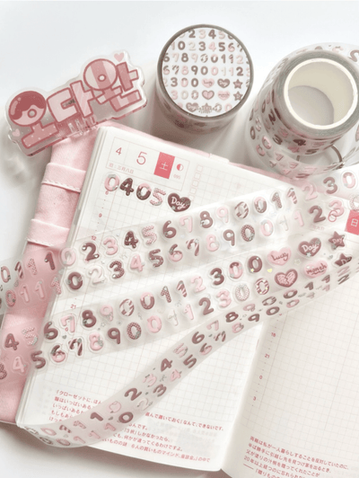 [SK39] NEW Seolkee 'Chocolate Numbers' Kisscut Masking Tapes - Seolkee__korean_sticker_stationery