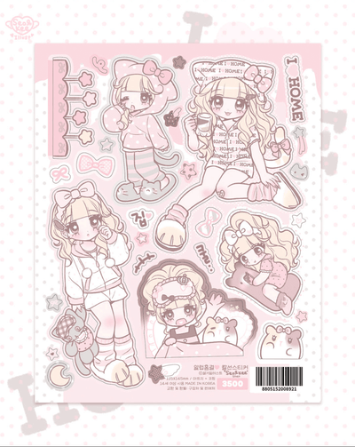 [SK40] NEW Seolkee 'I Love Home' Sticker Sheet Pack (Singles/Pack) - Seolkee_SK40S1 - I Love Home Girl_korean_sticker_stationery