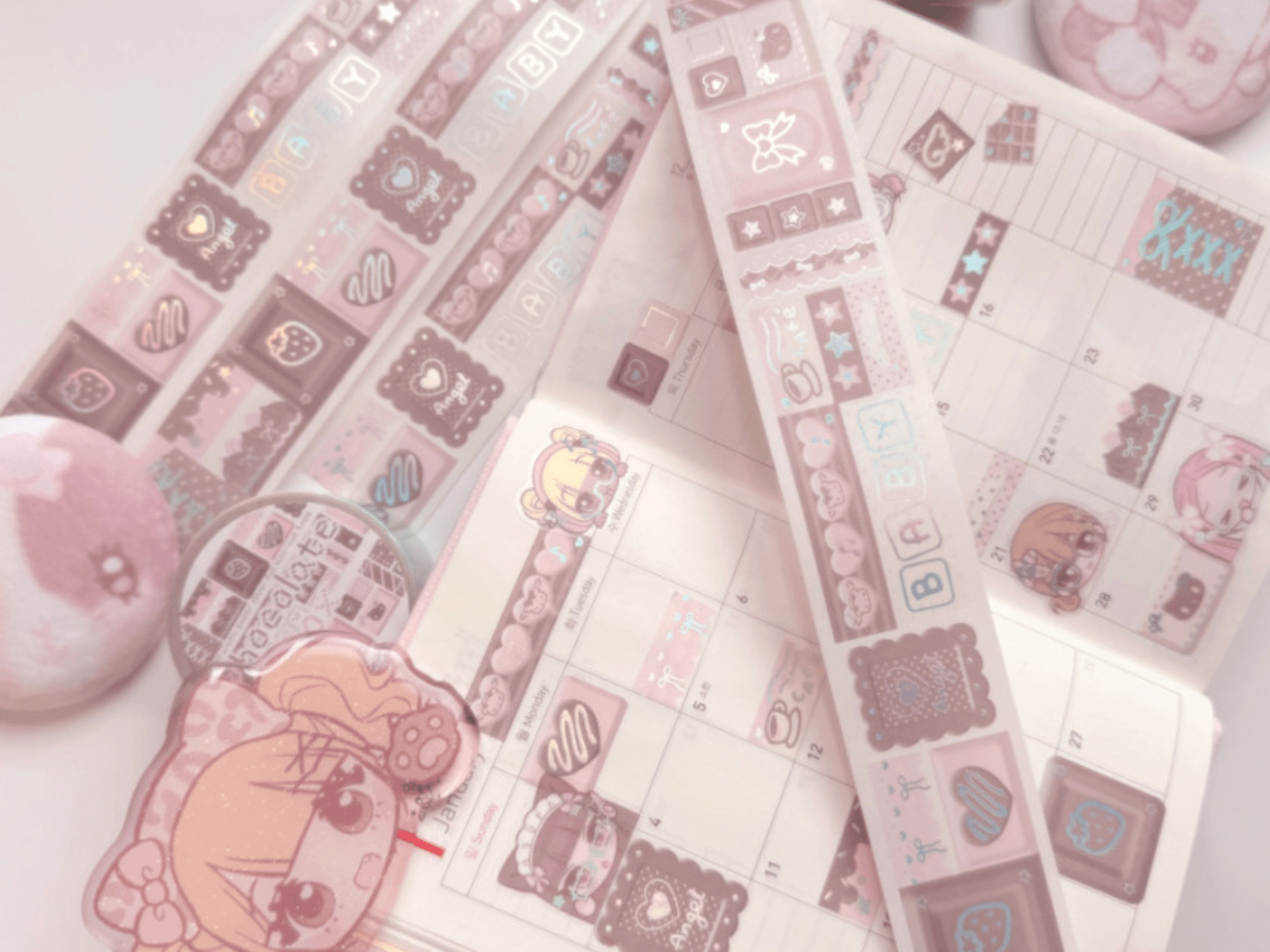 [SK41] NEW Seolkee 'Chocolate Box' Washy Holo Foil Kisscut Masking Tape - Seolkee__korean_sticker_stationery