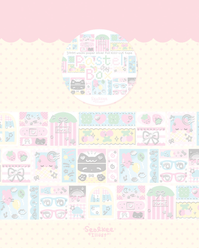 [SK42] NEW Seolkee 'Pastel Box' Washy Holo Foil Kisscut Masking Tape - Seolkee__korean_sticker_stationery