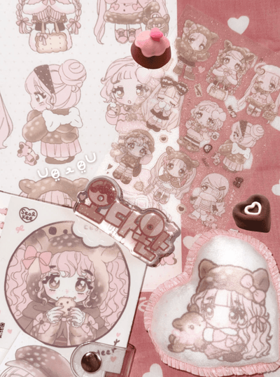 [SK43] NEW Seolkee 'Deer Girls' Clear Sticker Sheet Set - Seolkee__korean_sticker_stationery