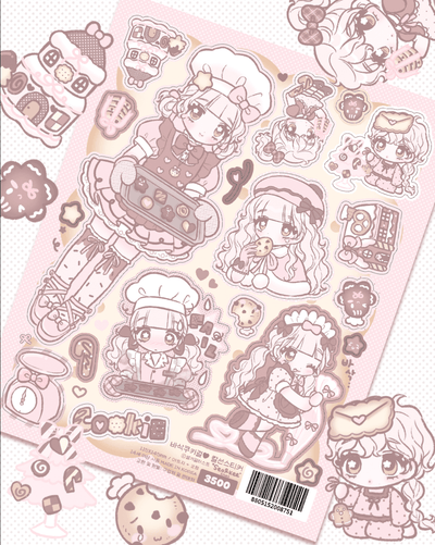[SK45] NEW Seolkee 'Crunchy Cookie Girl' Sticker Sheet - Seolkee__korean_sticker_stationery
