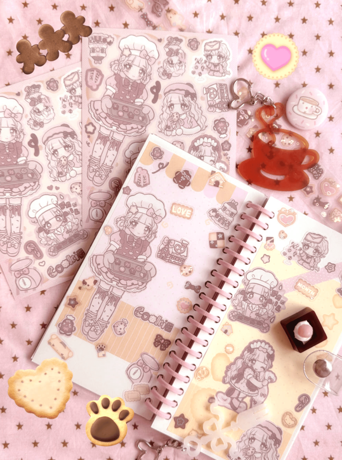 [SK45] NEW Seolkee 'Crunchy Cookie Girl' Sticker Sheet - Seolkee__korean_sticker_stationery