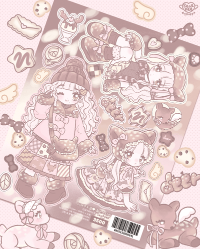 [SK46] NEW Seolkee 'Deer Cookie Girl' Sticker Sheet - Seolkee__korean_sticker_stationery