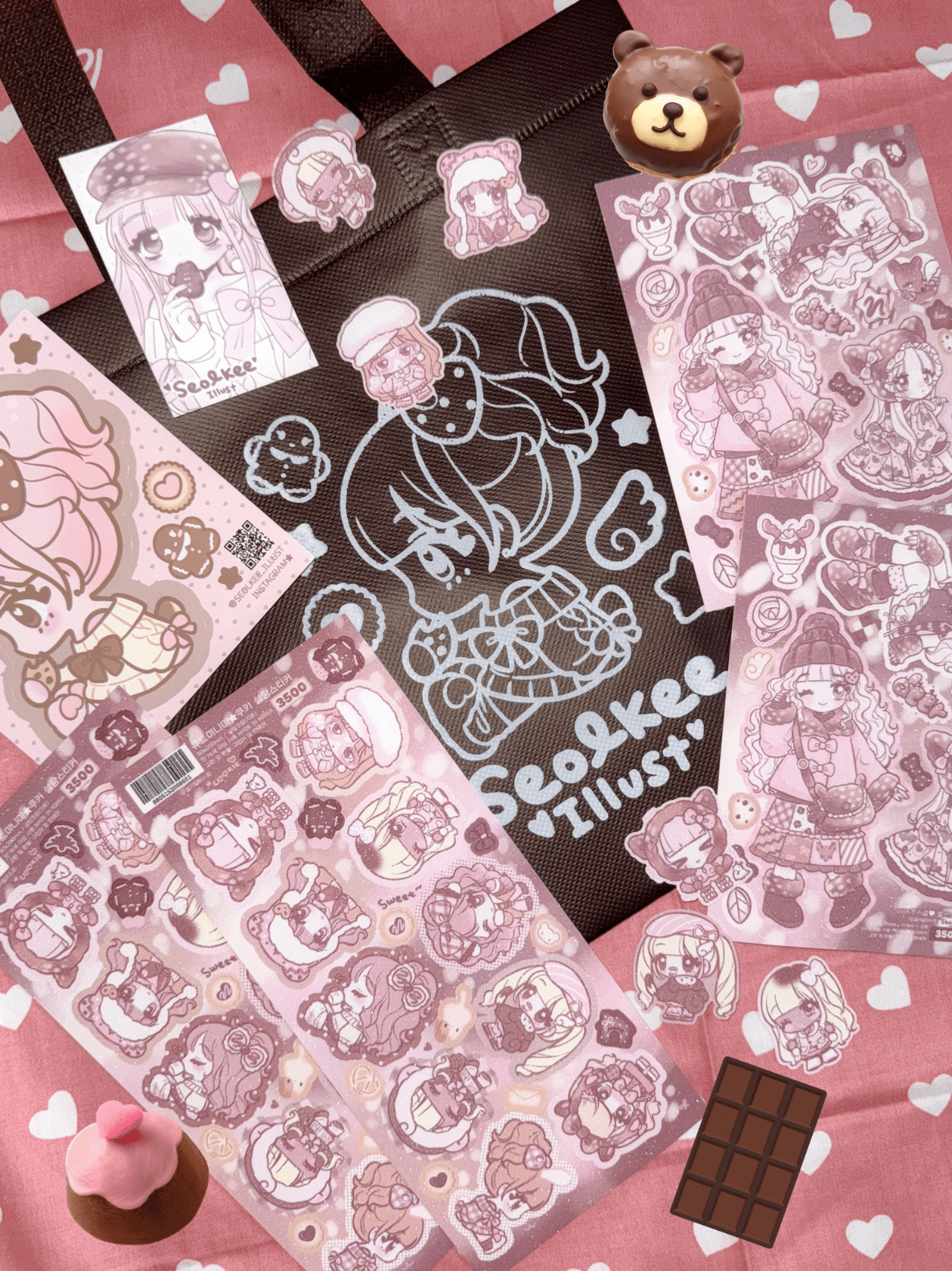 [SK46] NEW Seolkee 'Deer Cookie Girl' Sticker Sheet - Seolkee__korean_sticker_stationery